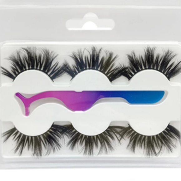 3 bundle lashes with tweezers - Picture 1 of 2